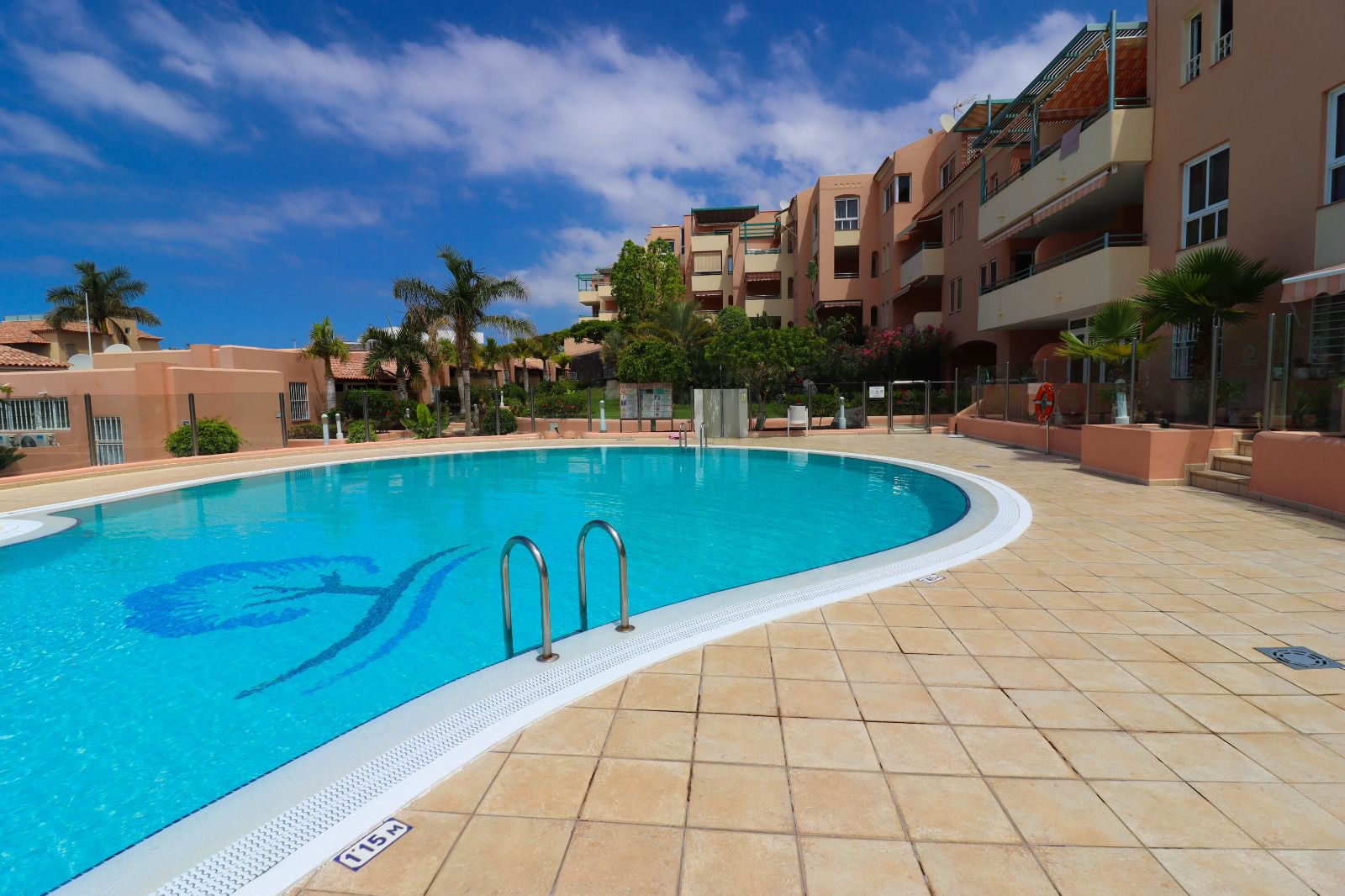 Beautiful outdoor pool with sea views in Costa Adeje, Los Almendros apartment complex